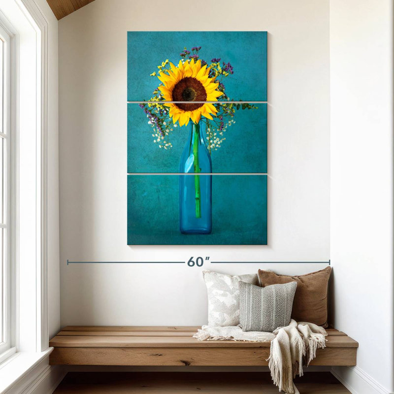 Harnek tournesol dans un vase, H 50 po x l 32 po