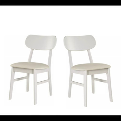 22" Wide White Modern Dining Chairs Set Of 2, Rubberwood Legs, 350Lbs Pu Leather
