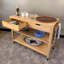 Solid Bamboo Kitchen Cart 2 Drawer 2 Shelf