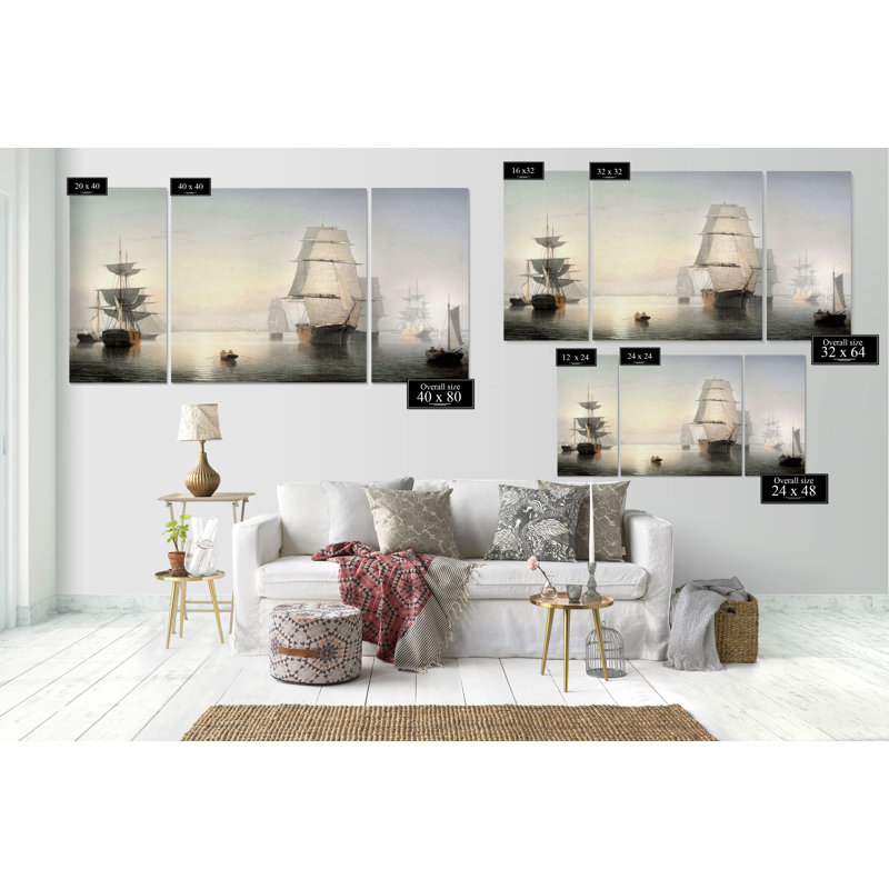 « a premium », impression sur toile tendue, impression sur toile tendue, "boston harbor", H 24 po x l 48 po x P 1,5 po