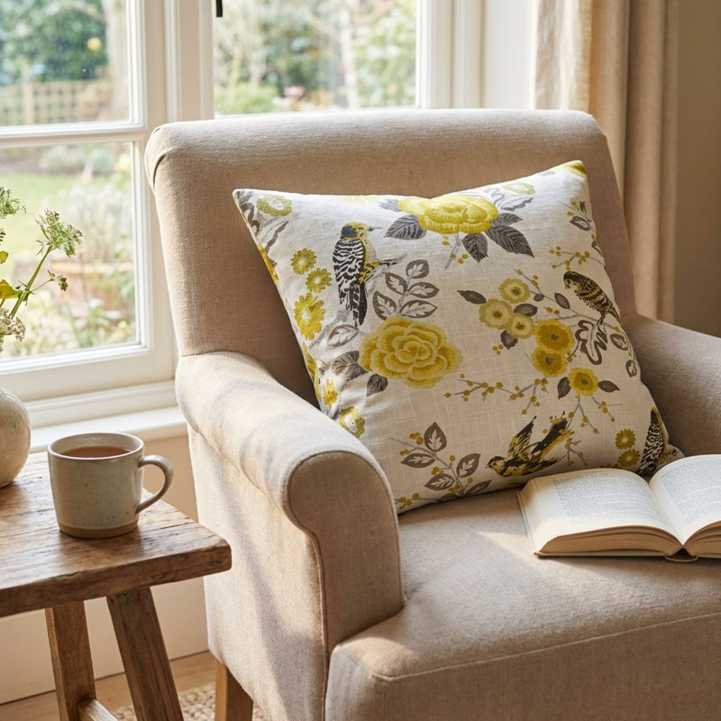 Coussin de luxe Song Bird Gardens, 12 po x 20 po, Coussin lombaire