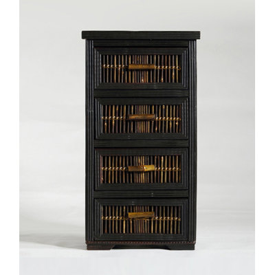 Chinese Retro Wooden Bamboo Accent Chest
