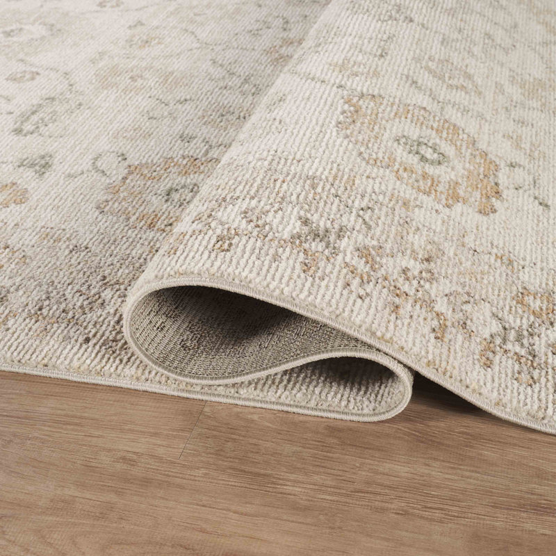 Abani Rugs EVE110A Evelyn Traditional Cream Sage Floral Area Rug, Rectangle 5'3" x 7'9"