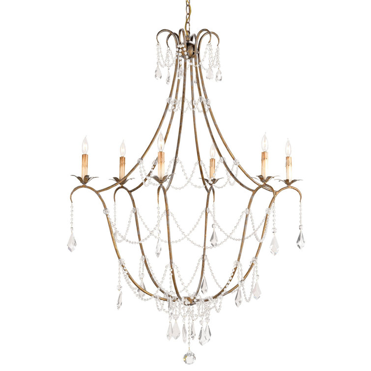 Elizabeth 6 - Light Candle Style Empire Chandelier with Crystal Accents