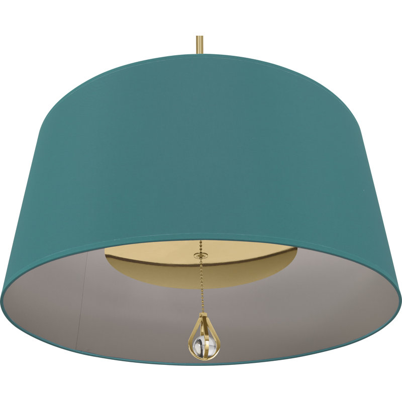 Custis 3 - Light Drum Chandelier, Mayo Teal/Carter Gray Lining, Modern Brass