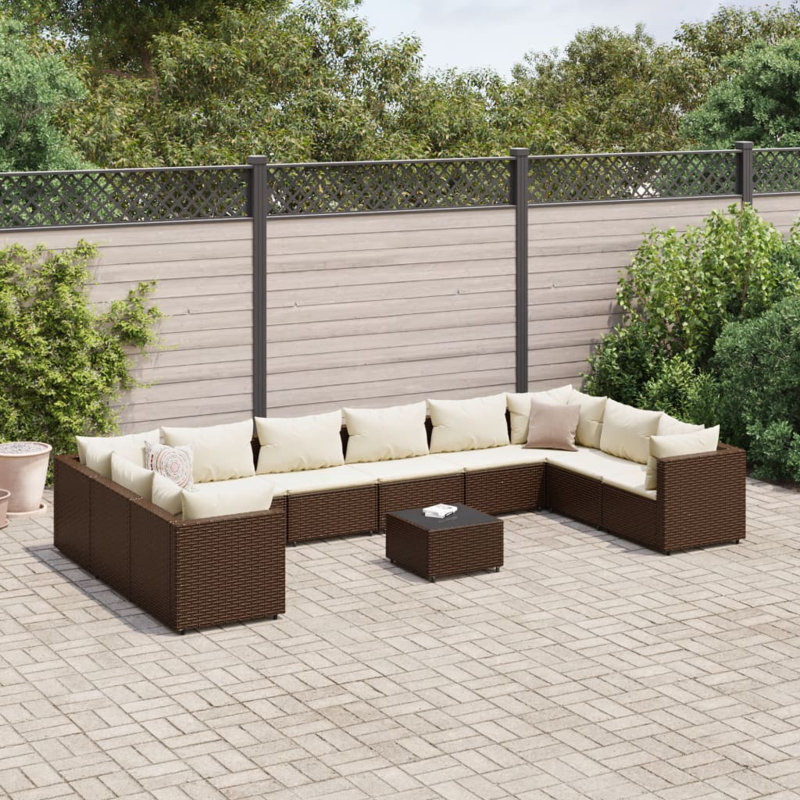  Patio Lounge Set Brown, Cream White, Cream White, Brown