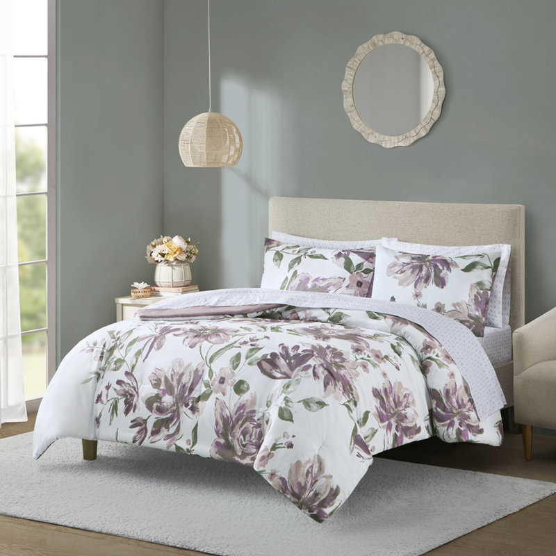 Très grand édredon et drap de très grande taille, 100%, couleurs taupe mauve, lit lavable à la machine dans un sac avec édredon doux, draps, design, literie