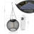 Modern Solar Mesh Globe Pendant Lights, Black Metal Hanging Spherical Lanterns with Edison Bulbs, Chain-Mounted, Indoor Outdoor-119338412