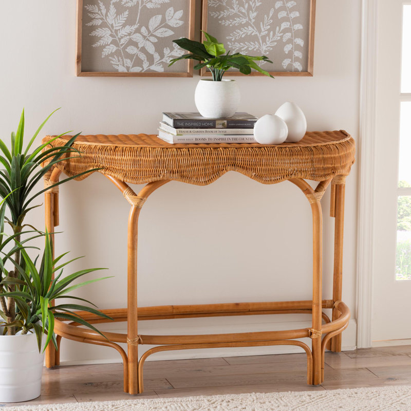 Baudel 41.2" Rattan Solid Wood Console Table