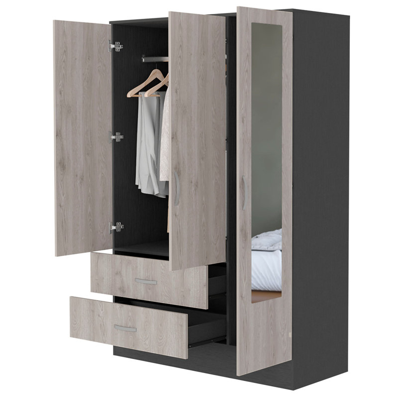 Petite armoire 2 tiroirs avec porte miroir