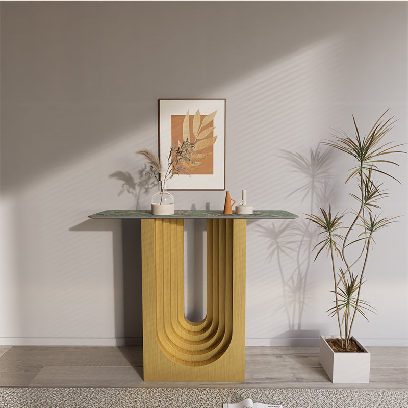 Console moderne et simple., H 33,4 po x L 70,8 po x l 11,8 po, Vert, Jaune