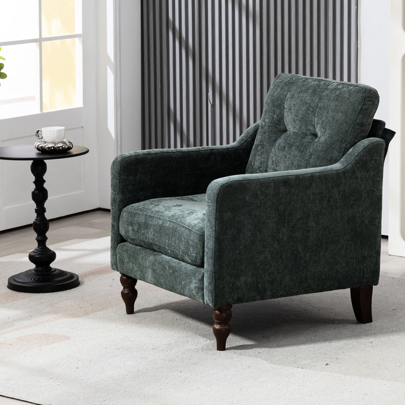 Simple confortable avec orifice latéral et rangement, rembourrage en coton PP, pieds en bois rétro de style nuage pour chaise de chambre à coucher foncé, rembourrage multicouche, salon de rangement