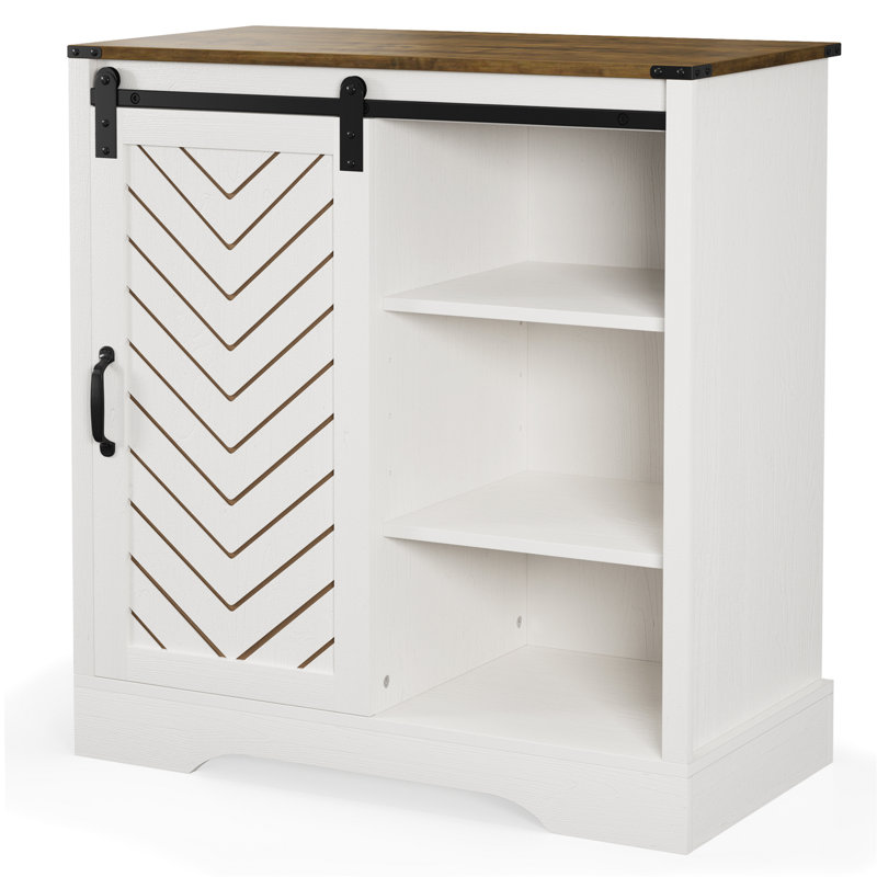 Armoire d'appoint 34 "avec tiroirs et cloisons amovibles, buffet rustique en bois - chêne blanc et chêne rustique