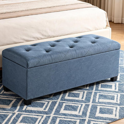 Banc ottoman de rangement, banc de bout de lit rembourré pour salon et chambre