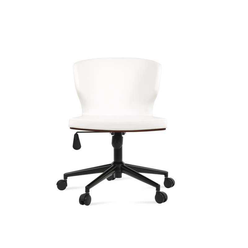 Chaise de bureau Amed Plus, Noir mat, Blanc