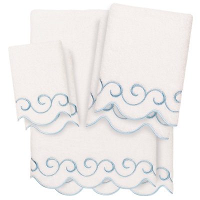  100% Turkish Cotton SIMPLICITY Scallop 6PC Embellished Towel Set