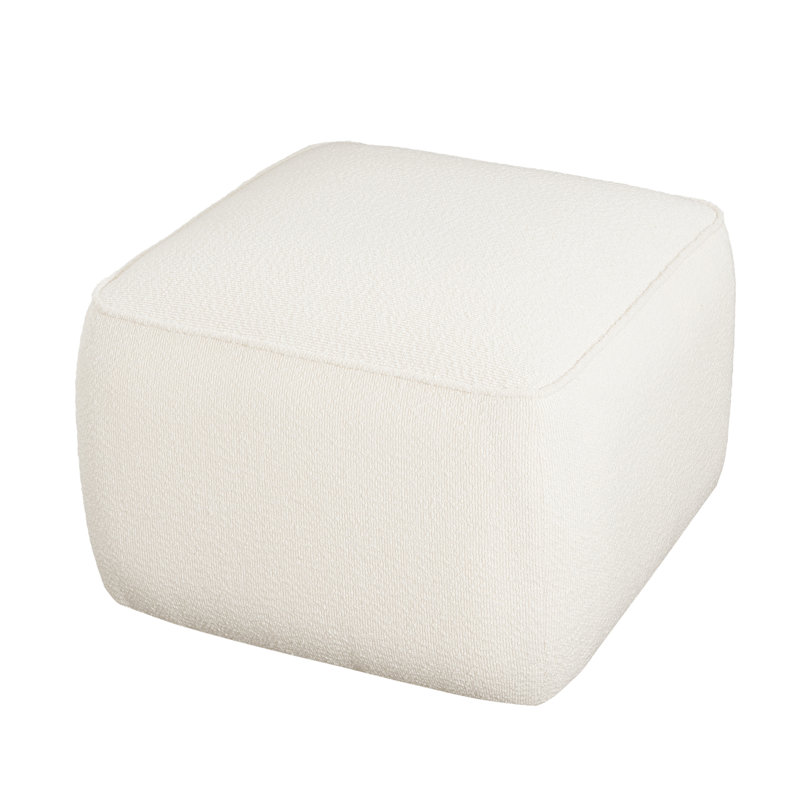 Boucle - Covered White Square With Plywood Construction And A Versatile Role In Home Decor, 22.23” W X D 16.51” H Shape Dense Foam Pocket Coil Spring For Enhanced Comfort, Contemporary Vibe,