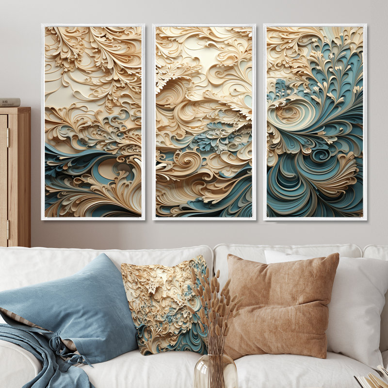 Ensemble d'illustrations murales Minimalisme, H 32 po x l 48 po x P 1 po, Cadre flottant blanc