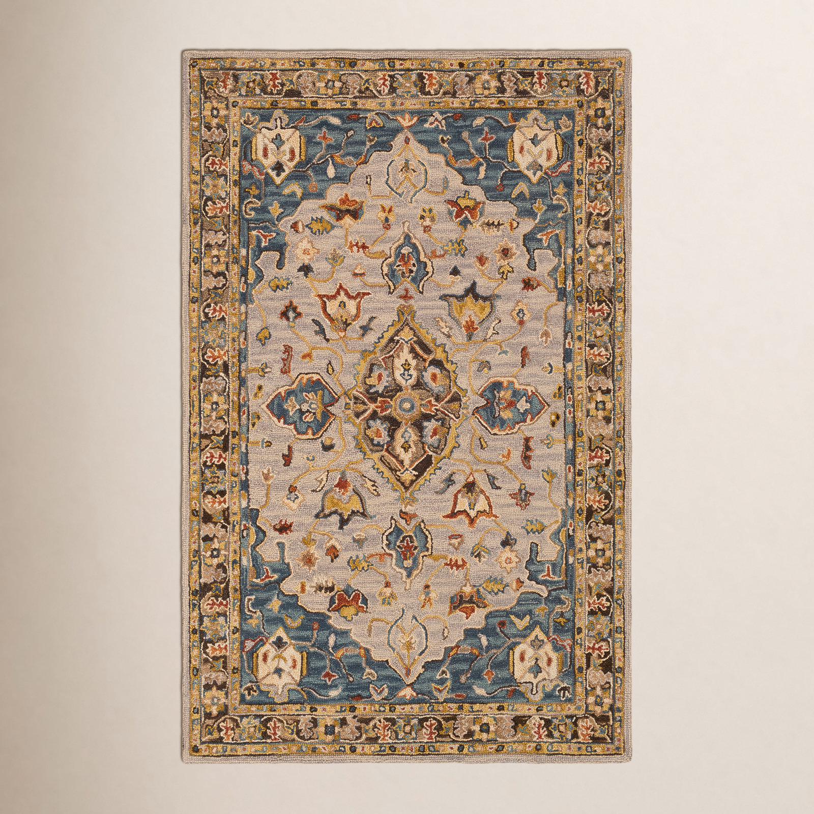 Alford Taupe Hand-Tufted Oriental Wool Rug, Rectangle 8' x 10'
