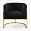 Chaise d'appoint rembourrée en velours avec support en métal doré-1916961394