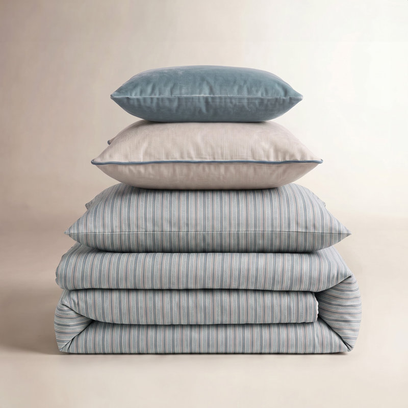 Ensemble de housse de couette 7 pièces Birch Lane Hamilton Denim Farmhouse, Housse de couette très grand + 6 pièces supplém