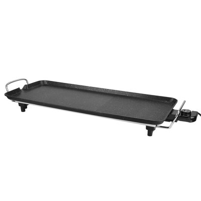 Gril électrique à deux zones 26,38 "x 10,63" avec 5 niveaux de chaleur, plaque chauffante antiadhésive en aluminium 1500W