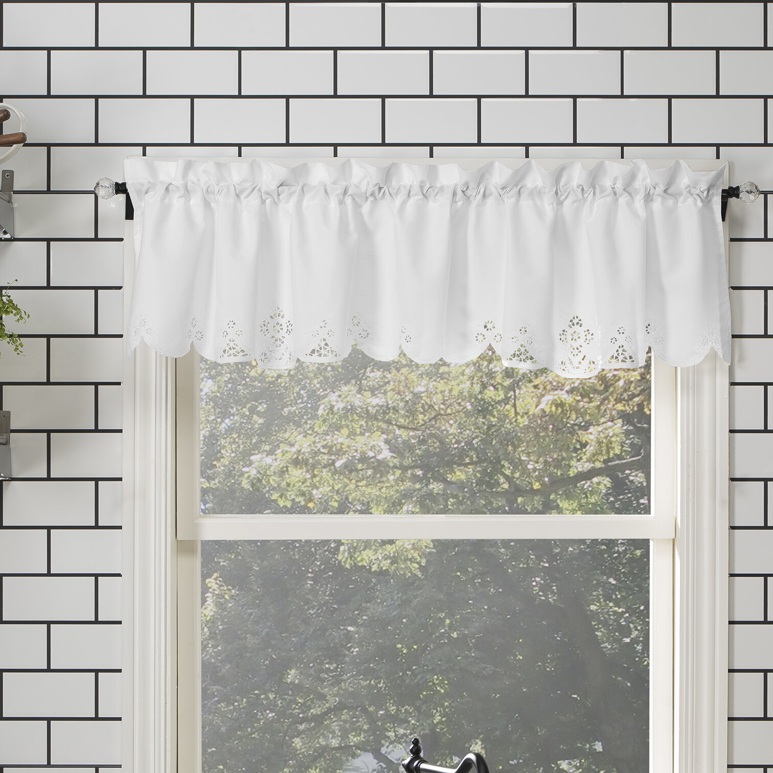 August Grove® Babbit Floral Semi-Sheer Rod Pocket Kitchen Curtain ...