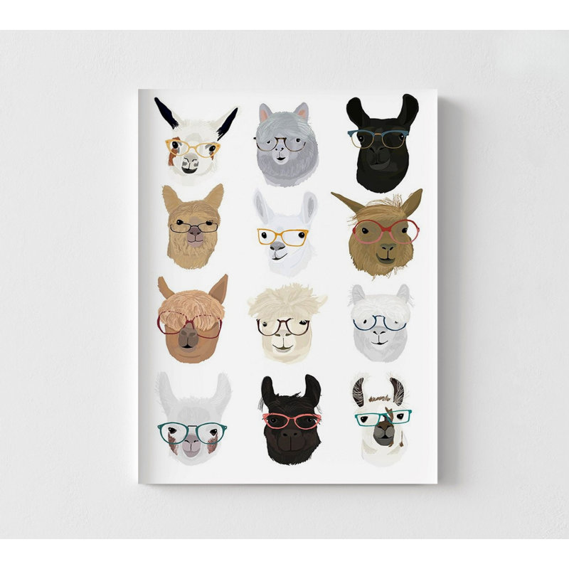Llamas In Glasses By Hanna Melin, Cute Llamas Poster Print, Farm Animal South American Print Decor, Glasses Artwork Print