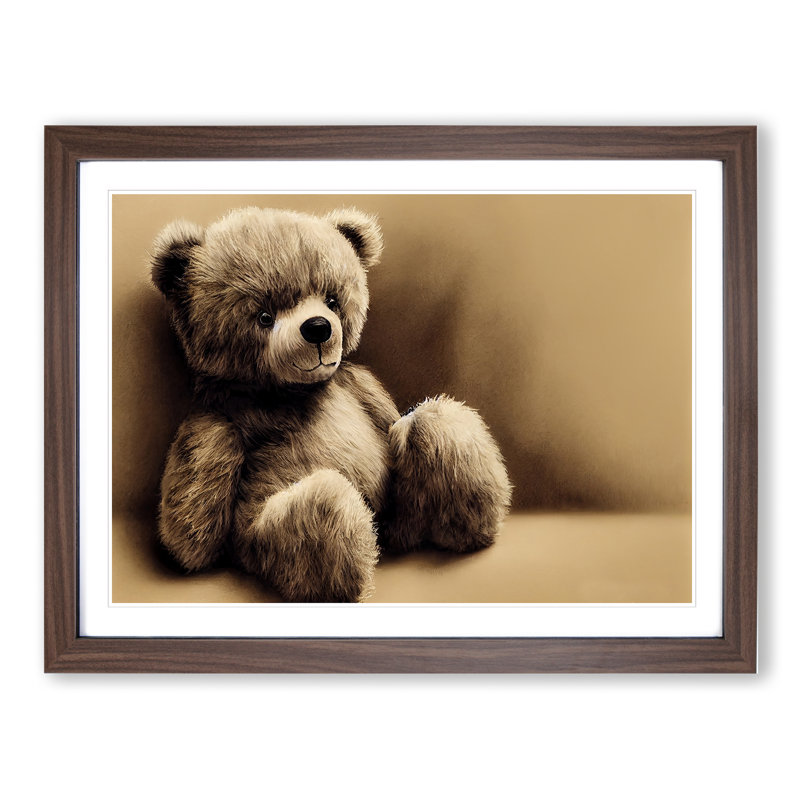 Sensational Teddy Bear - Framed Print, 25cm H x 34cm W x 2cm D, Walnut 