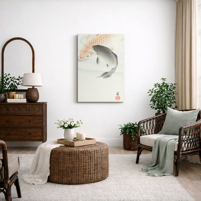 Élégante œuvre d'art minimaliste de poissons koi