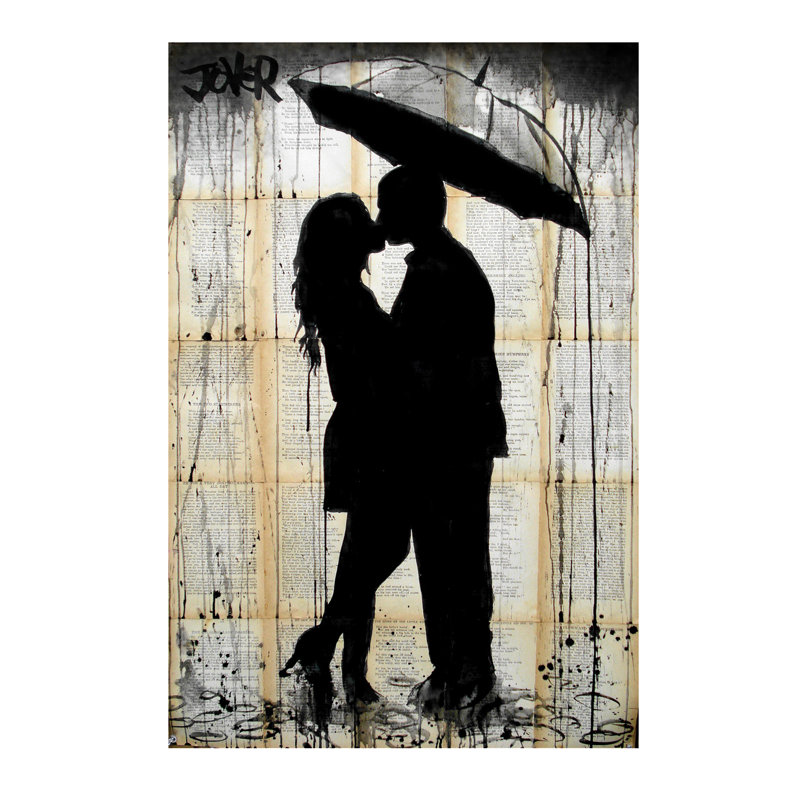Rain Lovers by Loui Jover - Wrapped Canvas Painting, 66.04 cm H x 45.72 cm W x 1.91 cm D