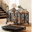 Mobilier de caisse pliable pour chien, chenil en bois à 5 roulettes sans assemblage avec 2 bols rotatifs et porte-nom pour intérieur brun rustique