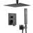 Shower Faucet Set 12" Square Rain Shower Head and Hand Set Matte Black-117812880