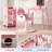 Three-piece set Kids Vanity Set With Storage Shelf And Hair Salon Play Set-1870382653