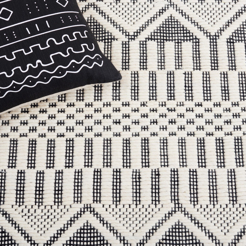 Tapis géométrique en laine tissé à la main Serna Natura, Rectangle 3 pi x 5 pi