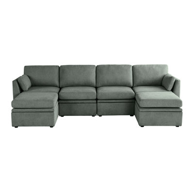 6 Piece U-shaped Modular Fabric Sectional by Latitude Run