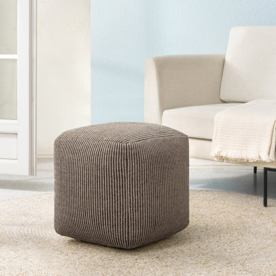 Marta 20" Stone Beige Upholstered Pouf Ottoman
