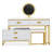 GO Modern Style Vanity Table With Movable Side Cabinet And 4-Drawers, Large Size Dressing Table With Mirror And 3-Colours LED Light, Makeup Table With Stool, White, Golden Legs