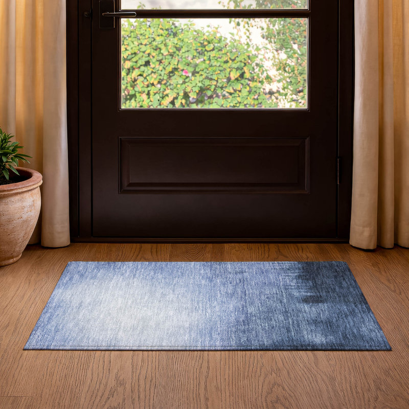 Premium Machine Washable Mayfield AMF2420 Ombre Rug, 1'8" x 2'6", Navy