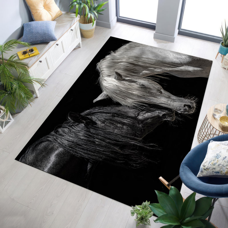 Large Non-Woven Thin Type Printed Rug with Intricate Floral Pattern for Elegant Indoor Decor, Rectangle 2' x 2'11"