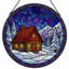 Panneau de vitrail 12 "H Winter Cabin-1648661000