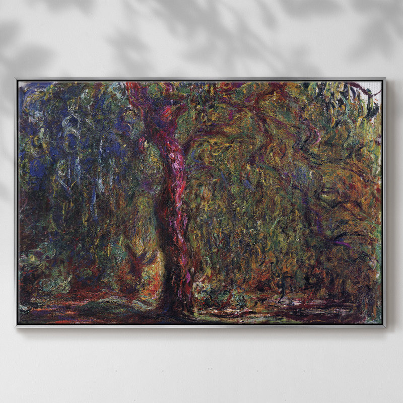 «Weeping Willow» par Monet, reproduction d'art sur toile, H 25 po x l 37 po x P 2 po, Argent