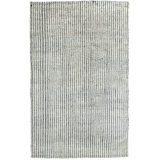 Ivory Hand-Knotted Wool Vertical Ribbing Geometric Modern Contemporary Carpet Rug