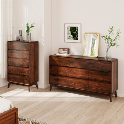 2 Piece Bedroom Set-5 Drawers Tall Chest And 9 Drawers Dresser