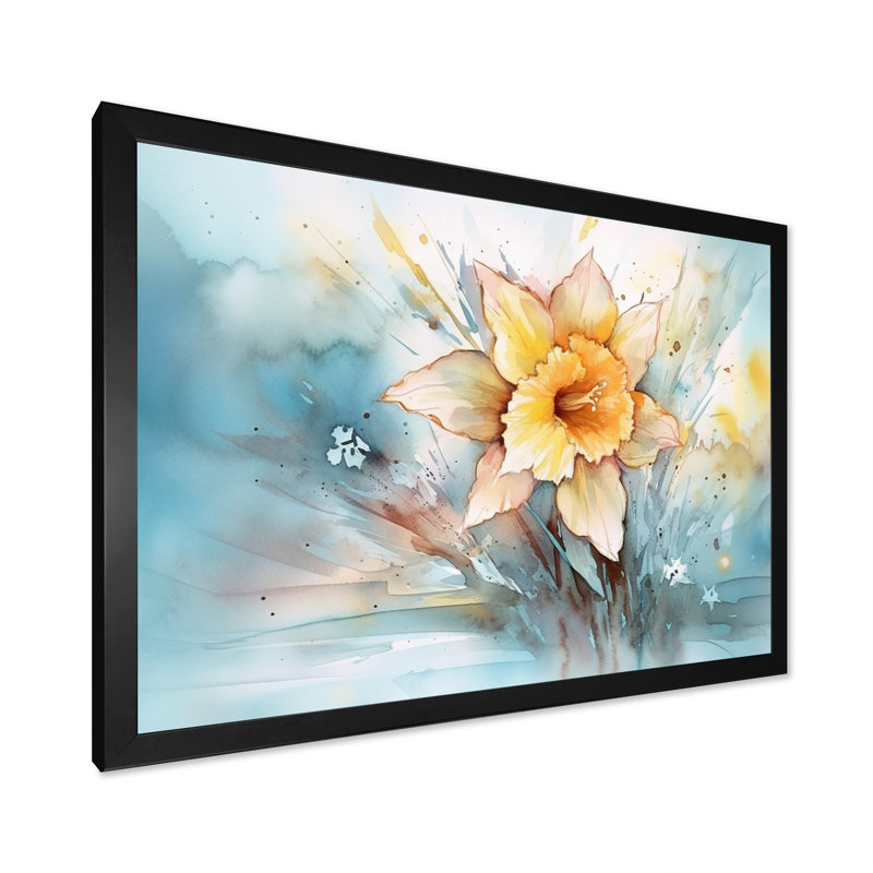 Ruddie " Daffodils Elegance IV ", Black Picture Framed, 16" H x 32" W x 1" D