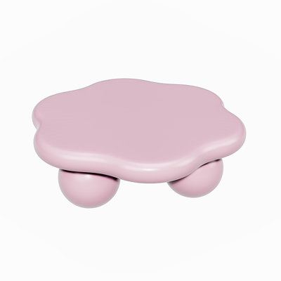 35" Cloud Shaped Coffee Table, Petal-Shaped Modern Minimalist Coffee Table with Spherical Legs, Kid & Pet Friendly Space Saving Living Room Table for Small Apartment