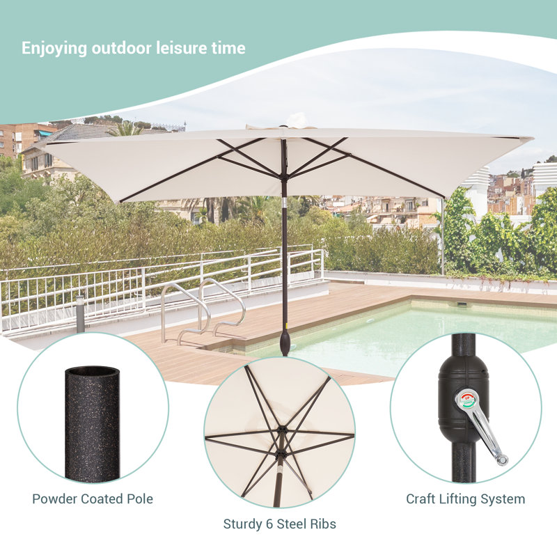 Parasol de marché éclairé 6 pi x 9 pi Krol, Sable