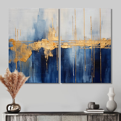Tissu du temps abstrait bleu et or IV - impressions d'art moderne sur toile