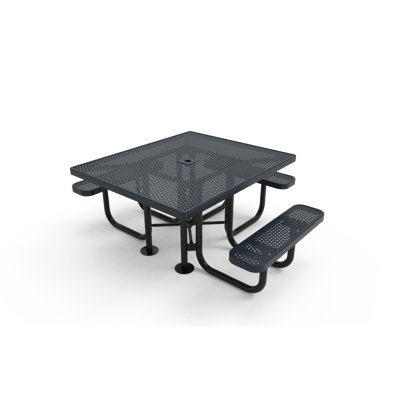COATEDOUTDOORFURNITURE Table de pique-nique carrée de 117 cm (46 po), perforée, bleu foncé, conforme aux normes ADA