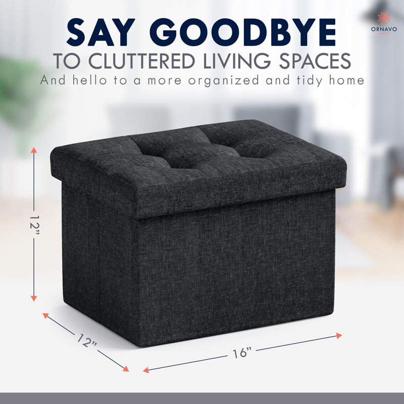Bibianna Upholstered Ottoman, Black